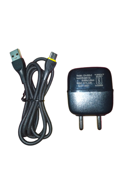 Ubon CH-520 5V 2.6 A Dual USB Port Wall Charger with Type C Braided Cable