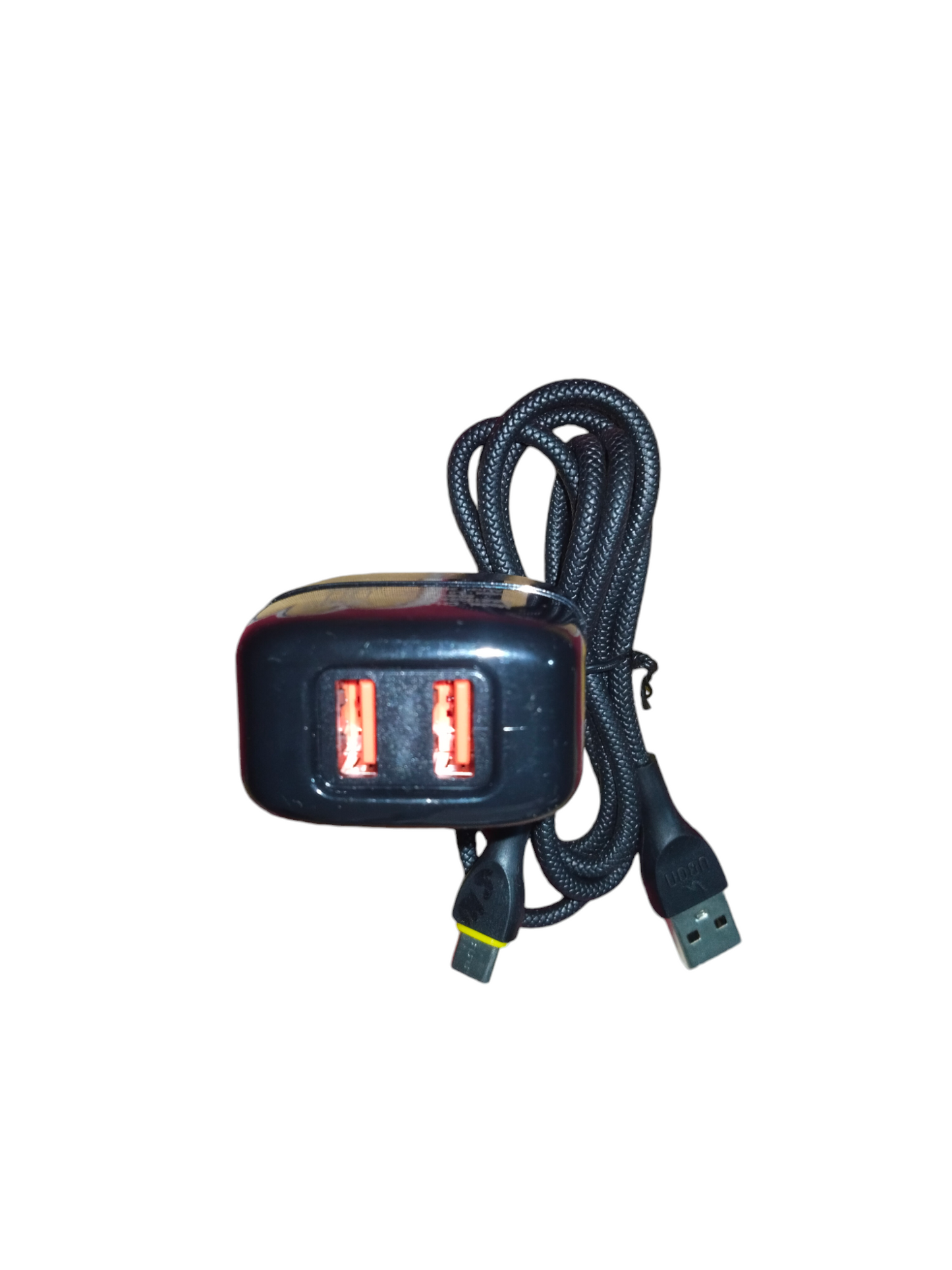 Ubon CH-520 5V 2.6 A Dual USB Port Wall Charger with Type C Braided Cable
