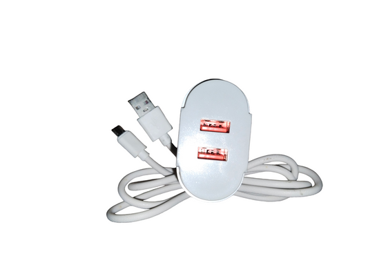 VJT TC-100 5V 3.4 Amp Dual USB Port Wall Charger with Micro USB V8 Cable