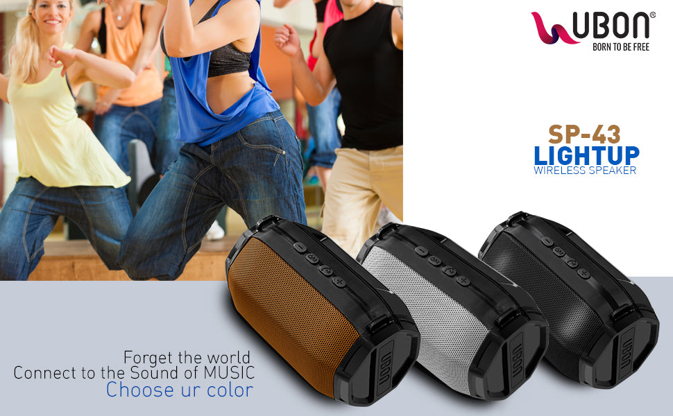 Ubon SP-43 Bluetooth Speaker with Memory Card Slot, FM Radio, USB Pen Drive Slot, Microphone, AUX, TWS, RGB Light