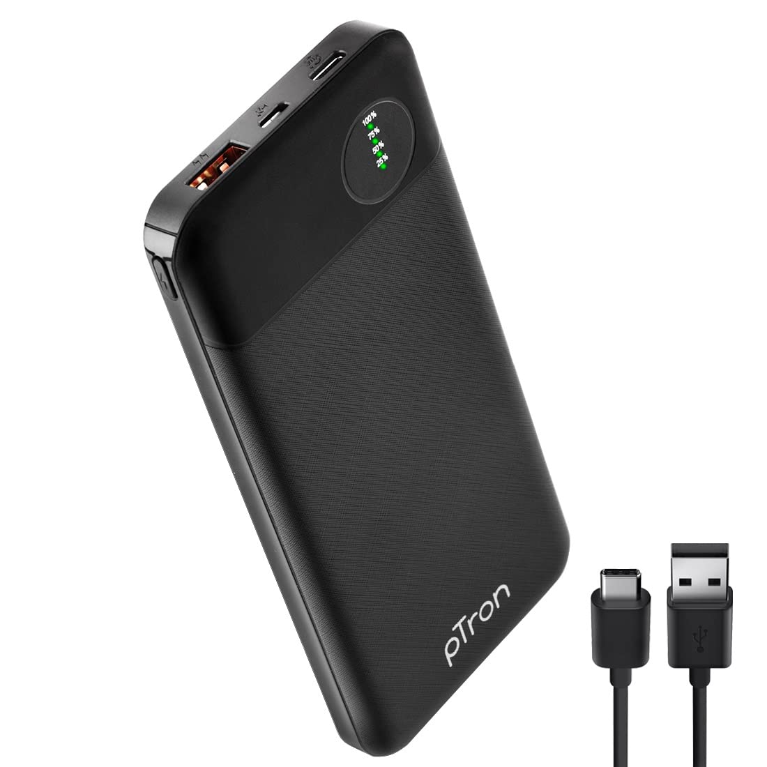 pTron Dynamo Pro 10000mAh 18W Fast Charge QC3.0 PD Power Bank with Type-C & Micro USB Input Ports and 18W Type C Mini Cable