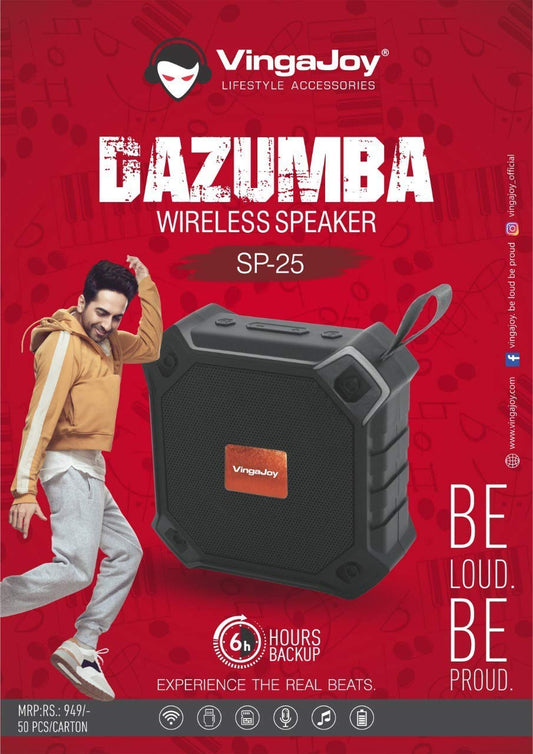 Vingajoy SP-25 Bluetooth Speaker with Memory Card Slot, FM Radio, USB Pen Drive Slot, Microphone, AUX