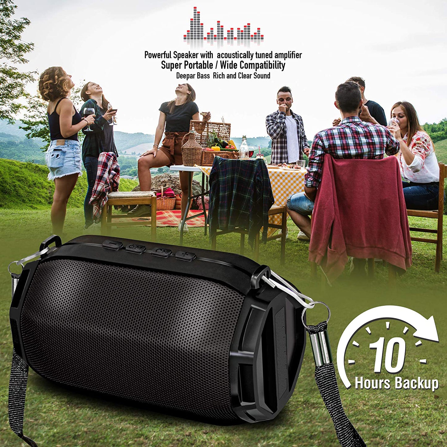 Ubon SP-43 Bluetooth Speaker with Memory Card Slot, FM Radio, USB Pen Drive Slot, Microphone, AUX, TWS, RGB Light