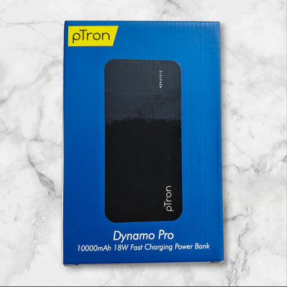 pTron Dynamo Pro 10000mAh 18W Fast Charge QC3.0 PD Power Bank with Type-C & Micro USB Input Ports and 18W Type C Mini Cable