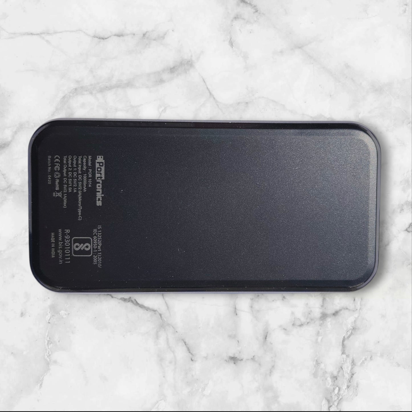 Portronics Power Brick 10 POR 1014 10000 mAh Power Bank, Dual Charging Input (Micro USB, Type-C), Dual USB Output