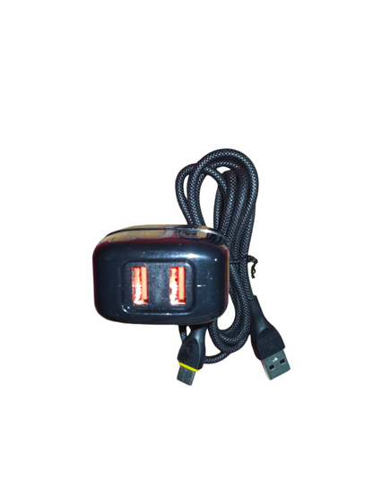 Ubon CH-520 5V 2.6 A Dual USB Port Wall Charger with Type C Braided Cable