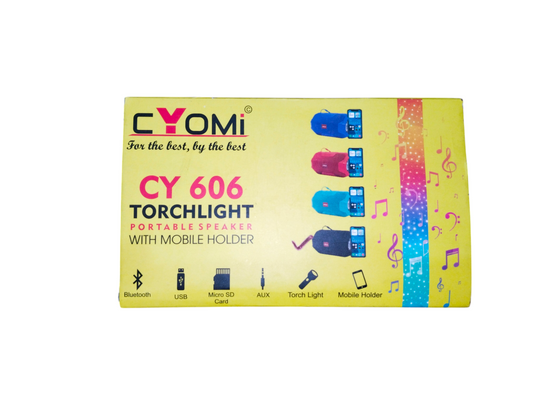 CYOMI CY-606 Bluetooth Speaker with Memory Card Slot, FM Radio, USB Pen Drive Slot, Torch Light, Mobile Holder