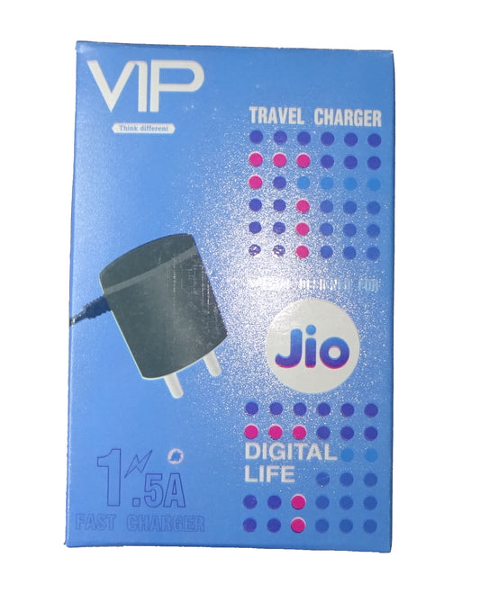VIP LYF 5V 1.5 A Jio Charger with inbuilt V8 (Micro USB) Cable