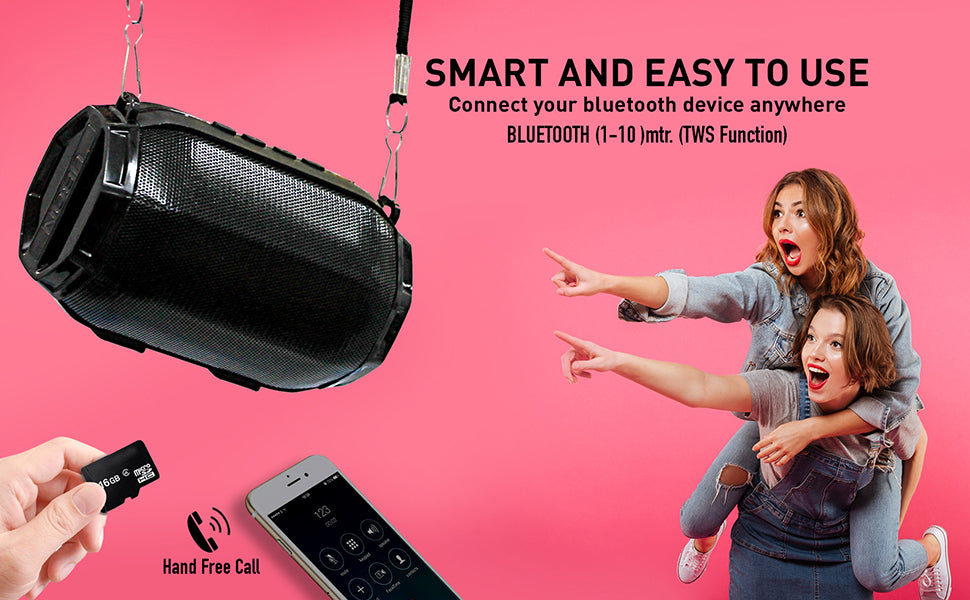 Ubon SP-43 Bluetooth Speaker with Memory Card Slot, FM Radio, USB Pen Drive Slot, Microphone, AUX, TWS, RGB Light